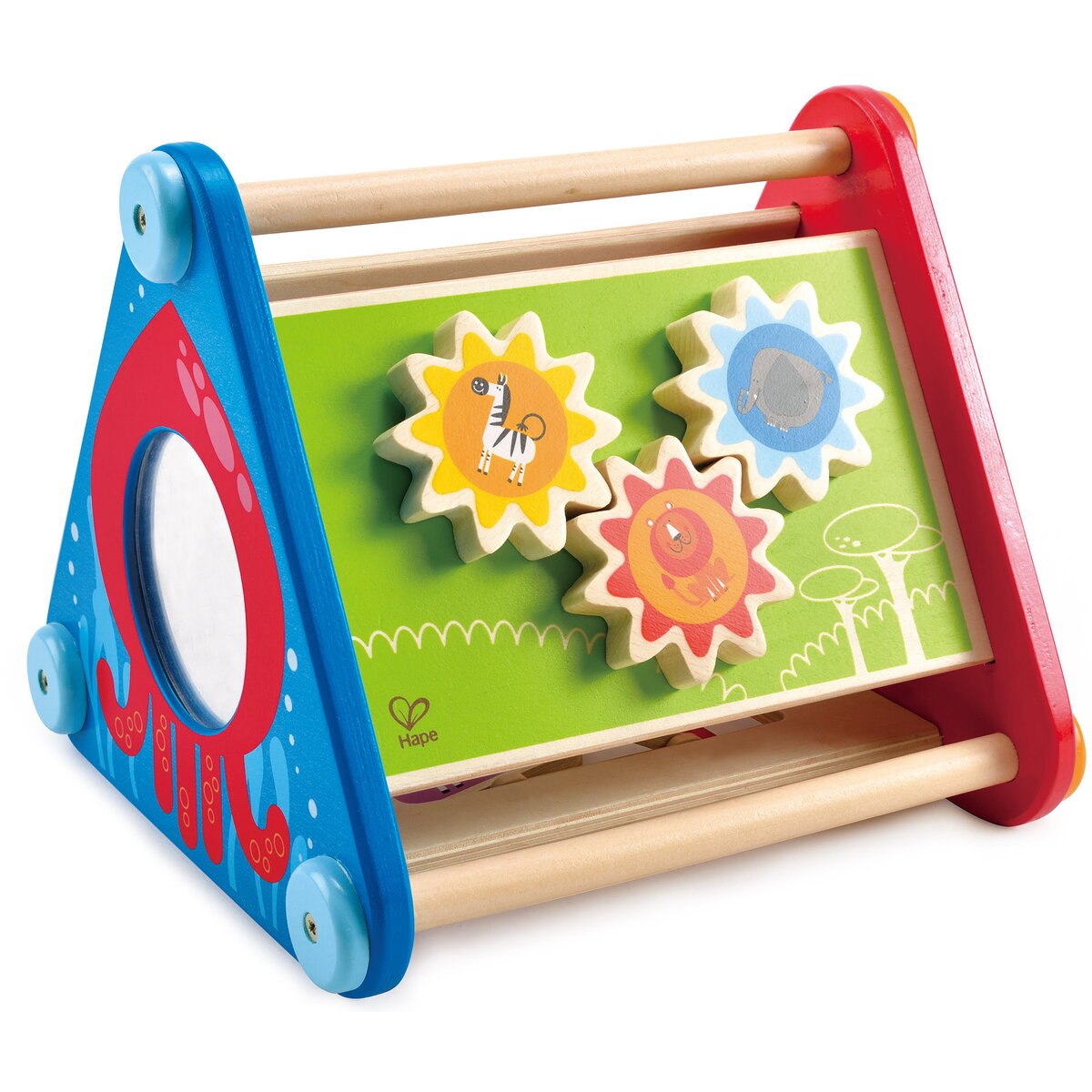 Jucarie Educationala Jucarie din lemn interactiva - Triunghi cu activitati