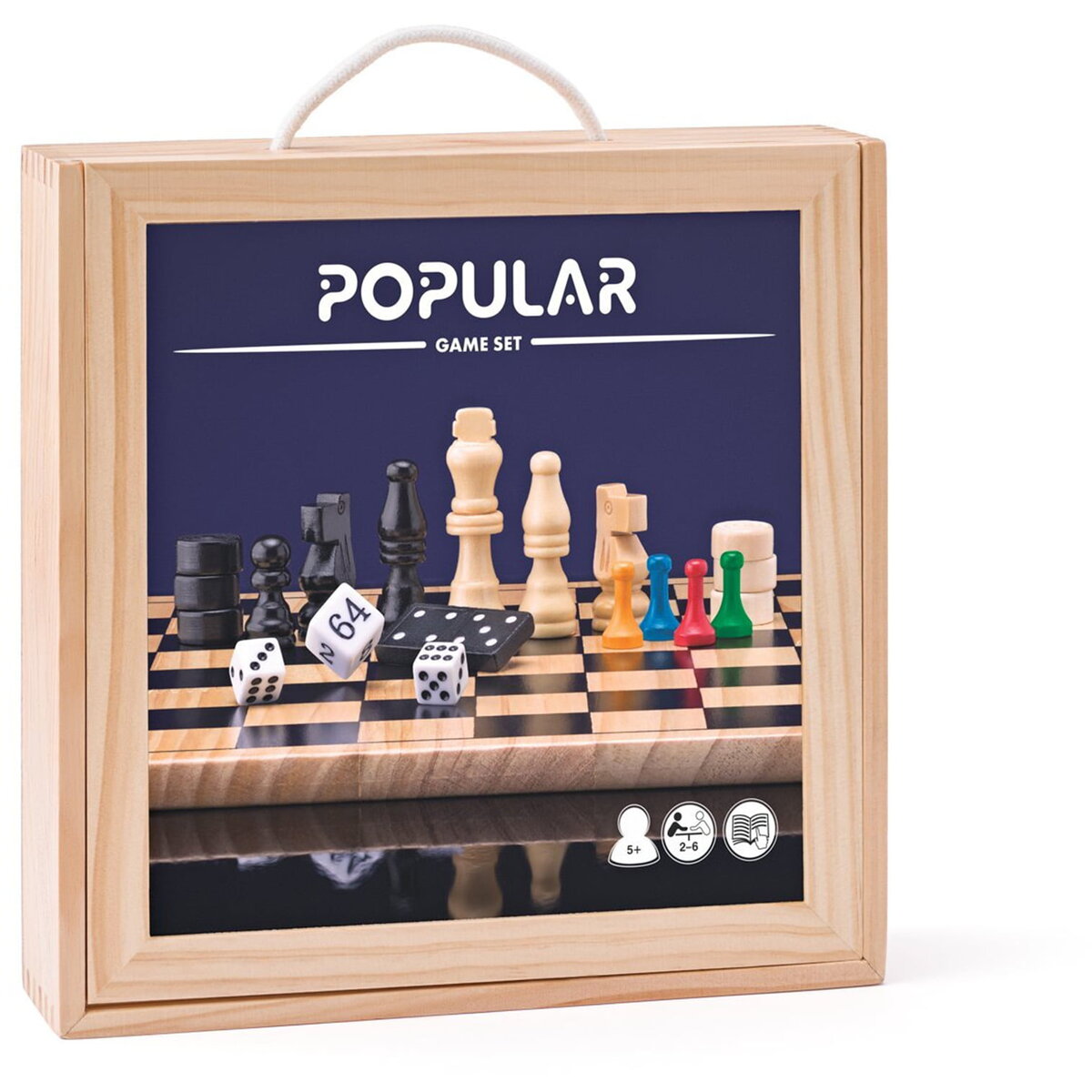 Jucarie Educationala Set jocuri clasice - Sah, Dame, Table, Domino, Nu te supara, Dame chinezesti, Moara