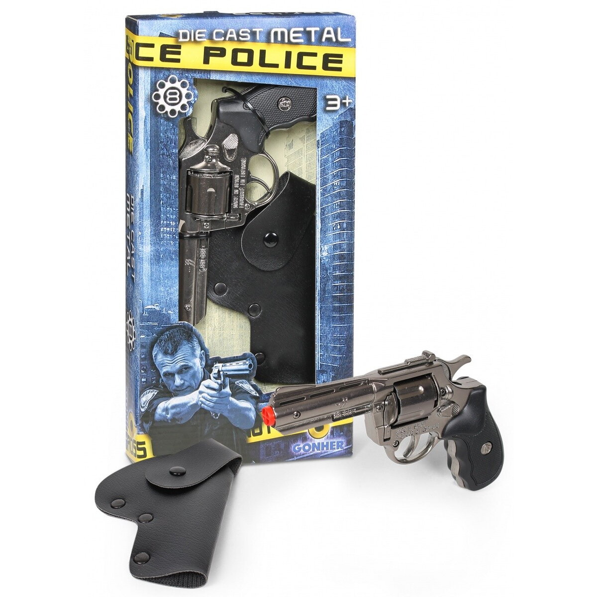 Jucarie Metal police revolver with holster Gonher