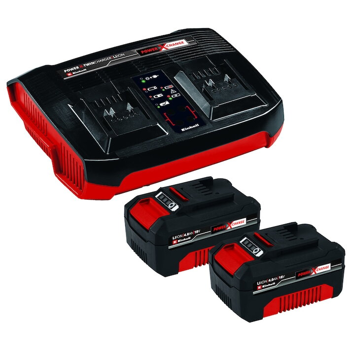 Set 2x 4.0Ah Twincharger Kit Negru-Rosu