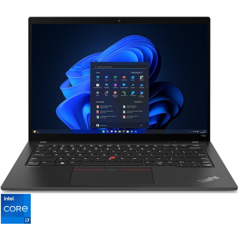 Laptop 14'' ThinkPad T14s Gen 4, WUXGA IPS, Procesor Intel Core i7-1355U (12M Cache, up to 5.00 GHz), 32GB DDR5X, 1TB SSD, Intel Iris Xe, Win 11 Pro, Deep Black