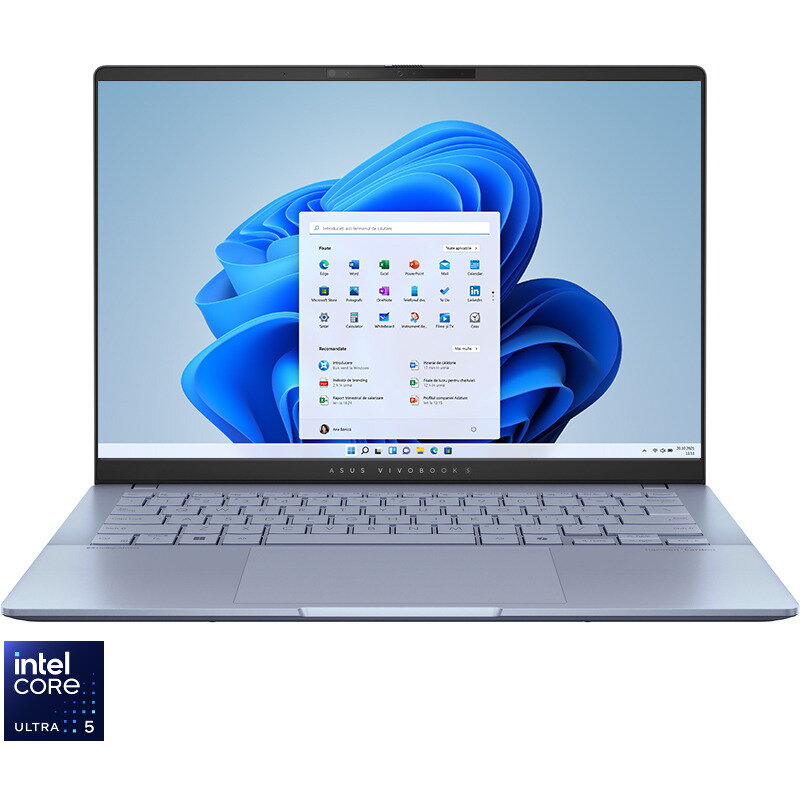 Laptop Vivobook S 14 OLED S5406SA-QD104X 14 inch FHD+ Intel Core Ultra 5 226V 16GB LPDDR5X 1TB SSD Windows 11 Pro Mist Blue