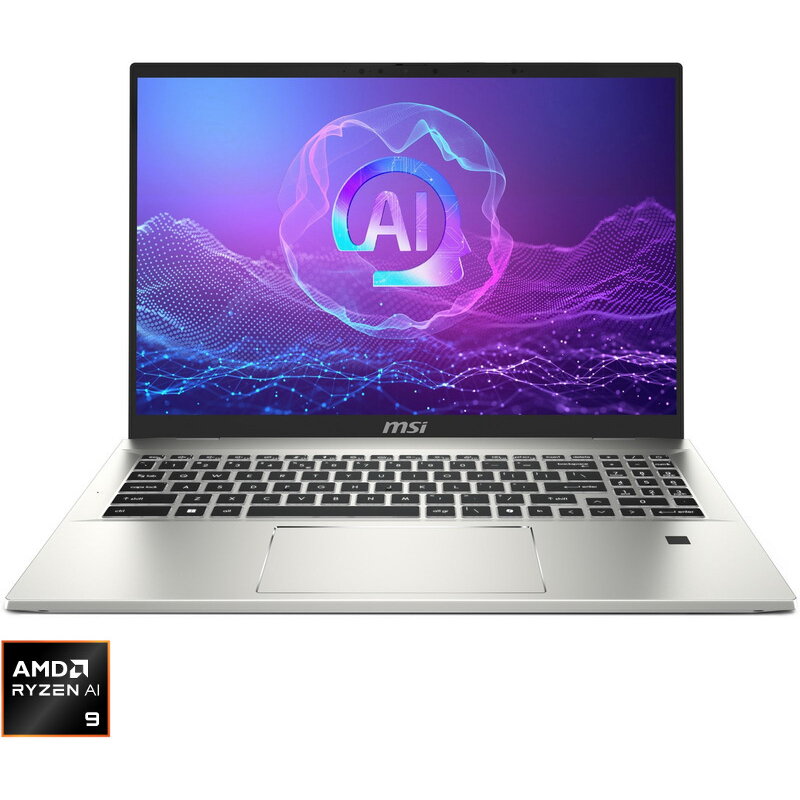 Laptop 16'' Prestige A16 AI+ A3HMG, UHD+, Procesor AMD Ryzen AI 9 365 (24M Cache, up to 5.0 GHz), 32GB LPDDR5X, 1TB SSD, AMD Radeon 880M, Win 11 Home, Urban Silver