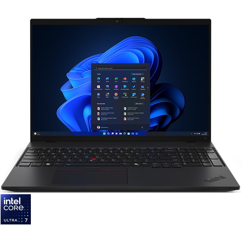 Laptop 16'' ThinkPad L16 Gen 1, WUXGA IPS, Procesor Intel Core Ultra 7 155U (12M Cache, up to 4.80 GHz), 16GB DDR5, 512GB SSD, Intel Graphics, Win 11 Pro, Black