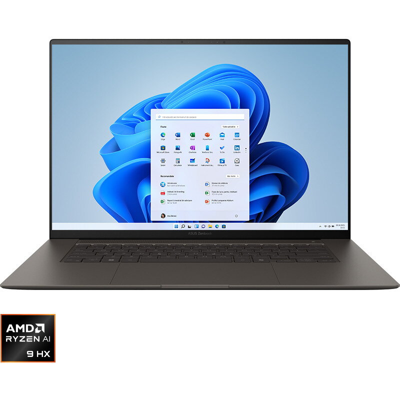 Laptop Zenbook S 16 OLED UM5606WA-RJ240X 16 inch 3K AMD Ryzen AI 9 HX 370 32GB LPDDR5X 1TB SSD AMD Radeon 890M Windows 11 Pro Zumaia Gray