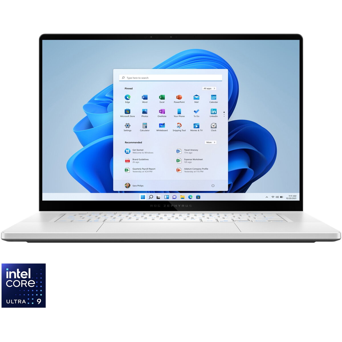 Laptop ROG Zephyrus G16 OLED 16 inch Intel Core Ultra 9 285H 64GB 1TB SSD RTX 5080 Windows 11 Pro Platinum White