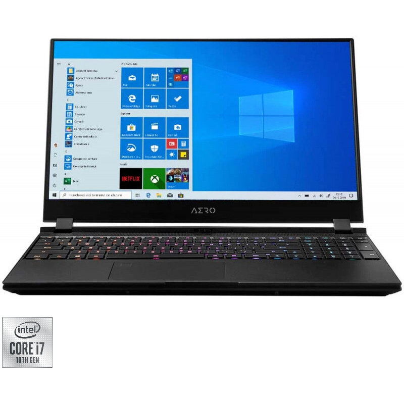 Laptop Gaming 15.6'' AERO 15 XC, FHD 144Hz, Procesor Intel Core i7-10870H (16M Cache, up to 5.00 GHz), 16GB DDR4, 512GB SSD, GeForce RTX 3070 8GB, Win 10 Home, Black