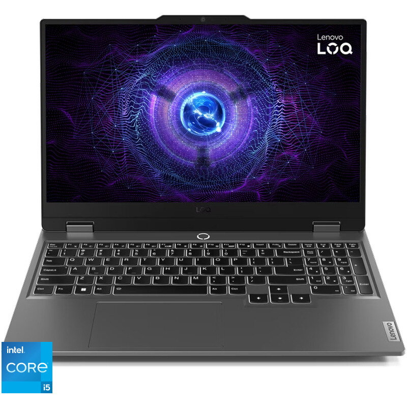Laptop Gaming 15.6'' LOQ 15IRX9, FHD IPS 144Hz, Procesor Intel Core i5-13450HX (20M Cache, up to 4.60 GHz), 24GB DDR5, 1TB SSD, GeForce RTX 4050 6GB, No OS, Luna Grey