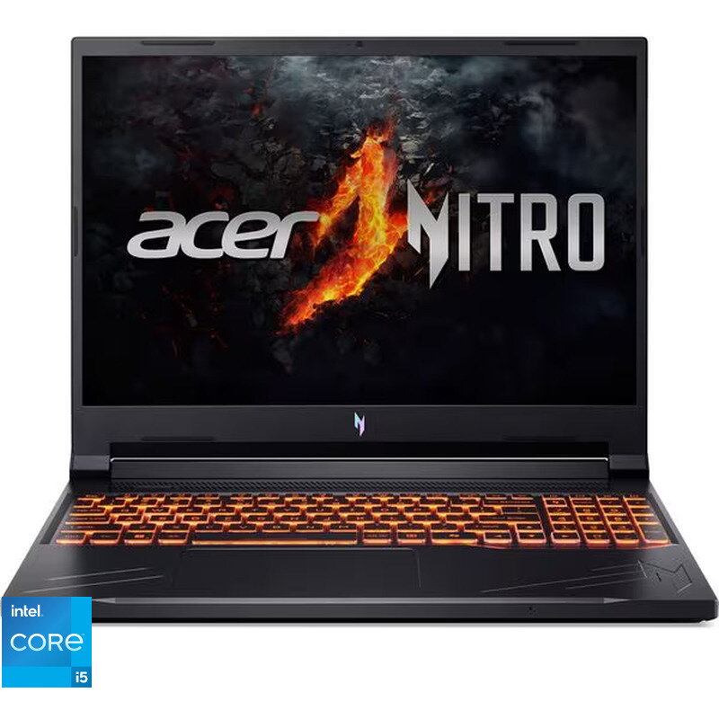 Laptop Gaming 16'' Nitro V16 ANV16-71, WUXGA IPS 165Hz, Procesor Intel Core i5 14450HX (20M Cache, up to 4.80 GHz), 16GB DDR5, 512GB SSD, GeForce RTX 4050 6GB, No OS, Obsidian Black