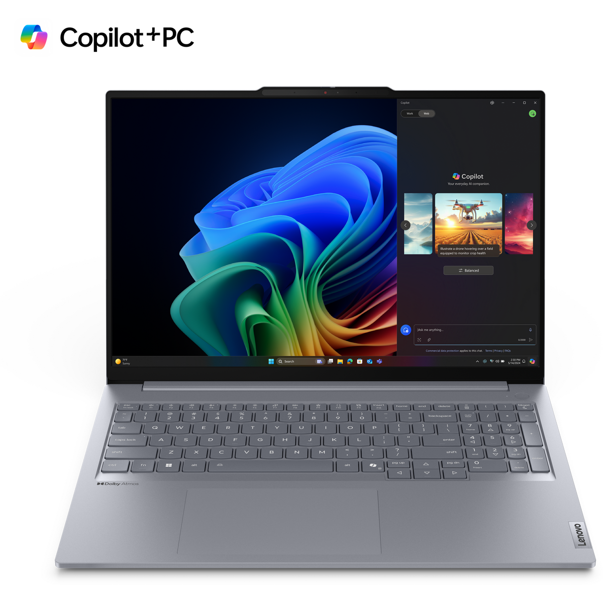 Laptop ThinkBook 16 G7 WUXGA 16 inch Snapdragon X Plus 16GB 512GB SSD Windows 11 Pro Luna Grey