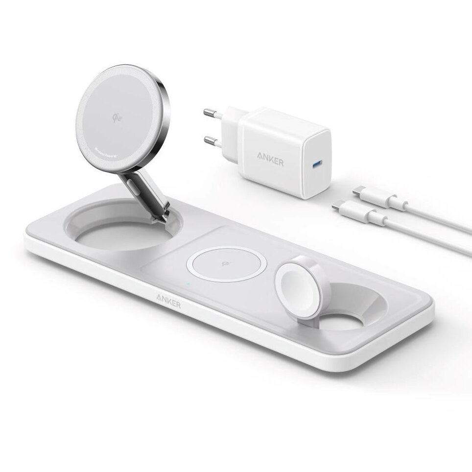 MagGo 15W 3-in-1 horizontal magnetic station White