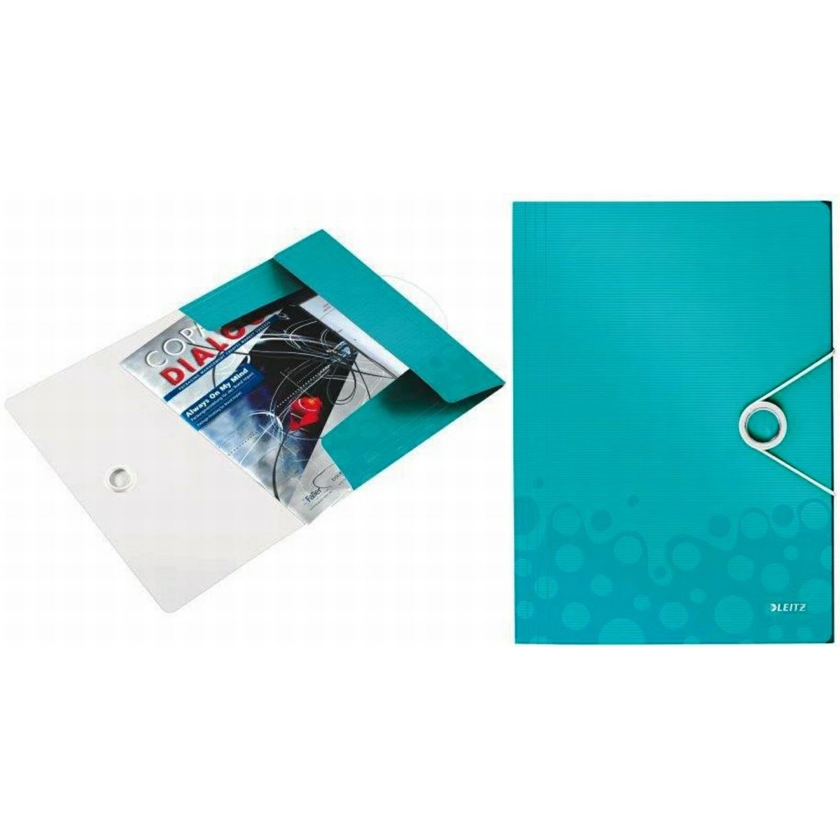 Mapa cu elastic LEITZ Wow, plastic PP - turcoaz metalizat