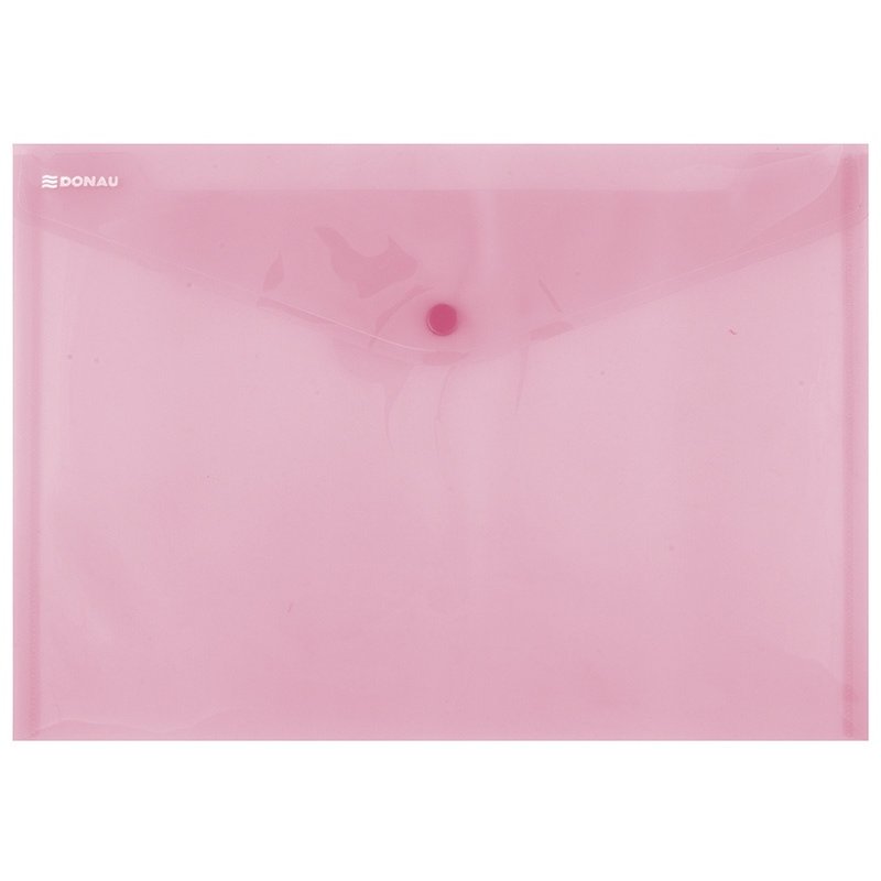 Mapa PP protectie documente A4 landscape, inchidere cu capsa, 12/set, DONAU - rosu transparent