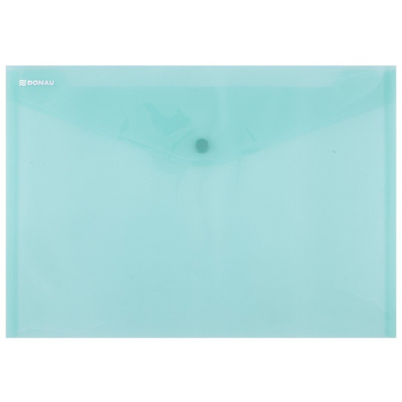 Mapa PP protectie documente A4 landscape, inchidere cu capsa, 12/set, DONAU - verde transparent