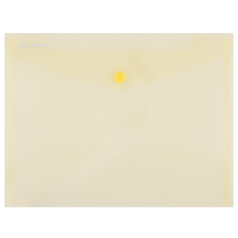 Mapa PP protectie documente A5 landscape, inchidere cu capsa, 10/set, DONAU - galben transparent