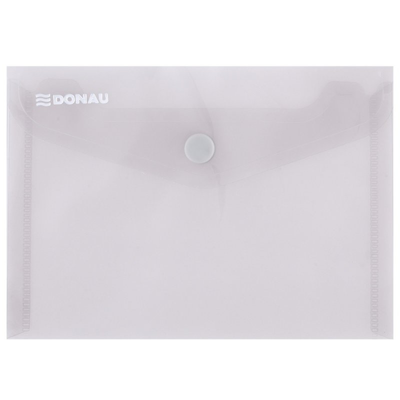 Mapa PP protectie documente A6 landscape, inchidere cu capsa, 10/set, DONAU - fumuriu