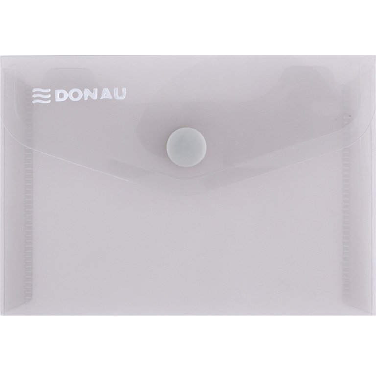 Mapa PP protectie documente A7 landscape, inchidere cu capsa, 10/set, DONAU - fumuriu