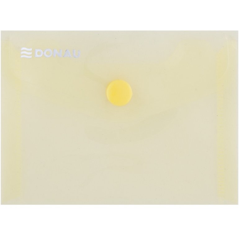 Mapa PP protectie documente A7 landscape, inchidere cu capsa, 10/set, DONAU - galben transparent