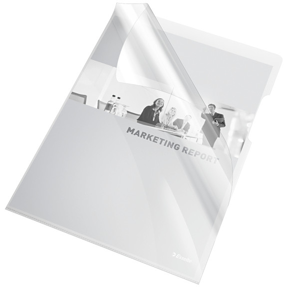 Mapa &quot;L&quot; pentru documente A4, 150 microni, 25/set, Esselte - transparent cristal