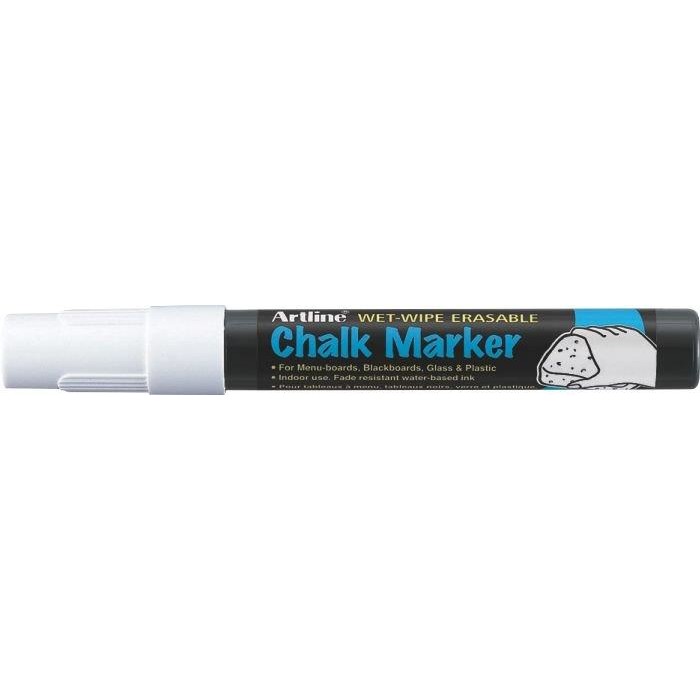 Marker cu creta Artline, pentru table de scris, varf 4.0mm - alb