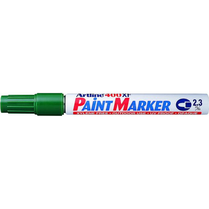 Marker cu vopsea Artline 400XF, corp metalic, varf rotund 2.3mm - verde