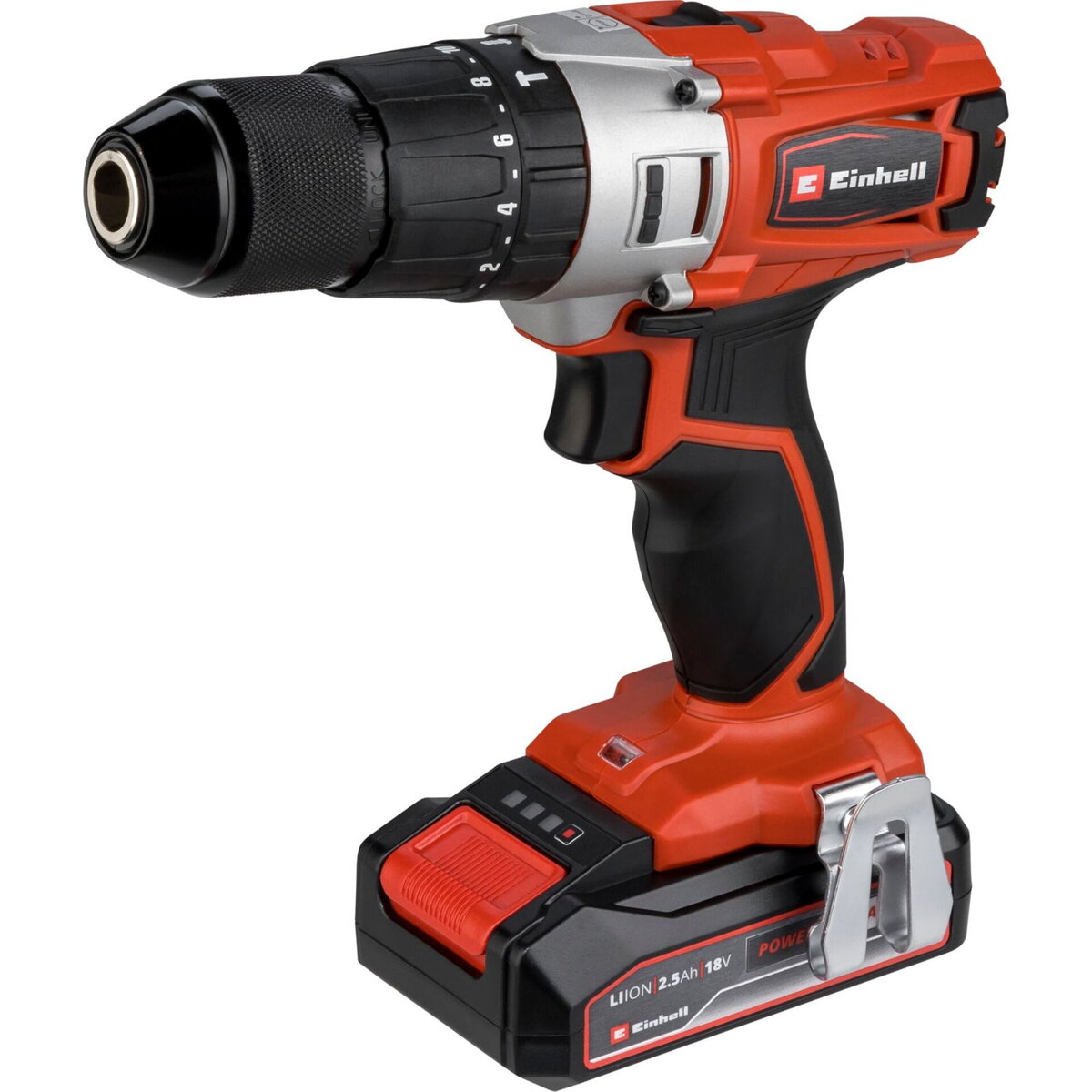 Masina de gaurit Cordless Impact Drill TE-CD 18/2 Li-i +22, 18V (red/black, Li-Ion battery 2.5Ah, case E-Box Basic + bit drill set)