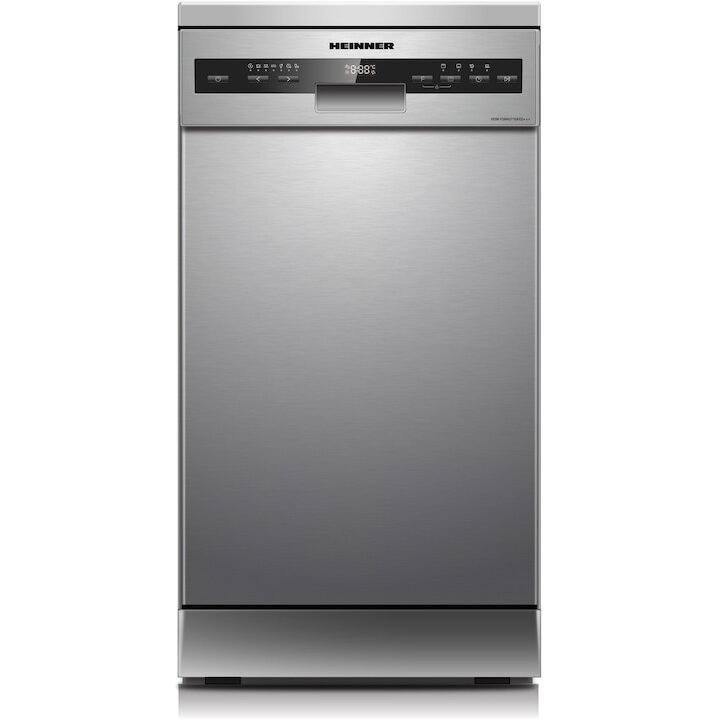 Masina de spalat vase HDW-FSM45710AXD+++, 10 seturi, 7 programe, Auto-Door opening, Control electronic, Display LED, Clasa D, 45 cm, Inox