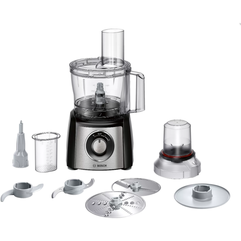 MCM3401M Food Processor, Power 800 W, 2.3 L bowl, 2 speed settings, Black/Stainless steel