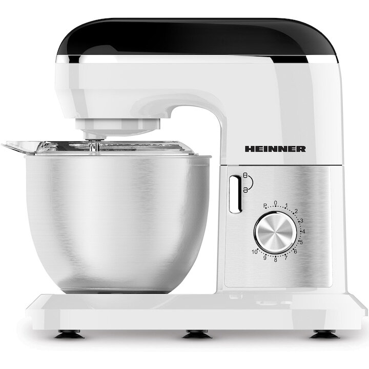 Mixer Planetar HPM-1300WHBK Capacitate Bol 5L 10 Viteze + Pulse 1000W Alb/Argintiu