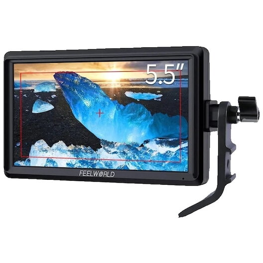 Monitor Foto / Video Monitor DSLR pe camera, Feelworld, afisaj de 5.5 inchi, rezolutie 1280 x 720, S55 V3, negru