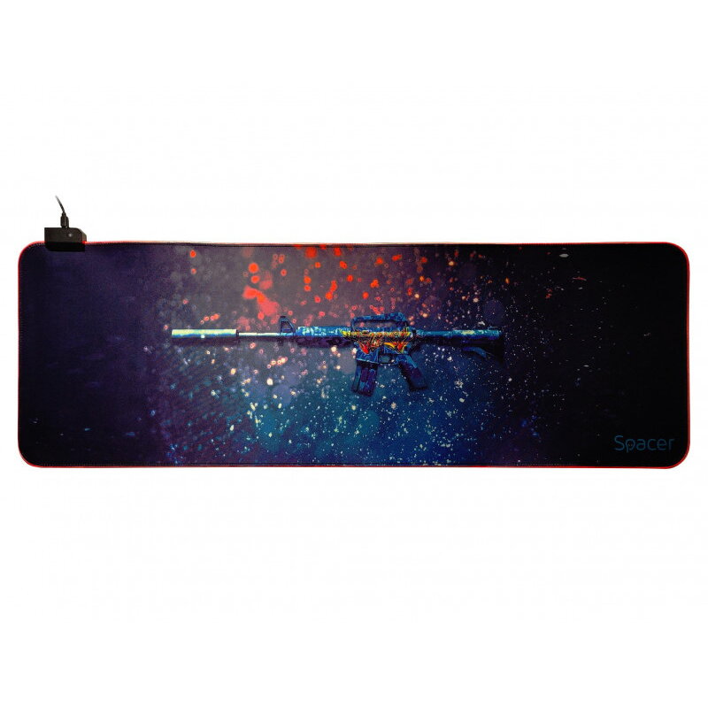 Mousepad RGB Gaming Cauciuc Si Material Textil 900 x 300 x 3mm Negru