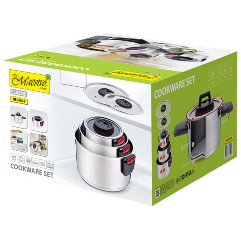 MR-3530-6 Pots set with folding handles 6 pieces