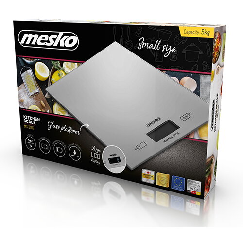 MS 3145 Kitchen scales, Capacity 5 kg , Big LCD Display, Auto-zero/Auto-off, Silvera
