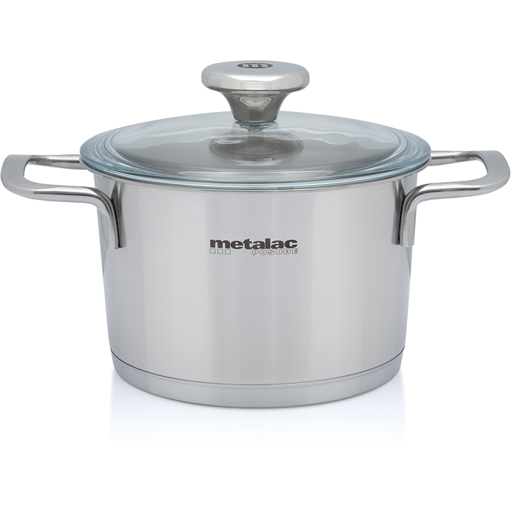 Oala cu Capac de Sticla Santino Capacitate 1.9L Diametru 16CM Inox