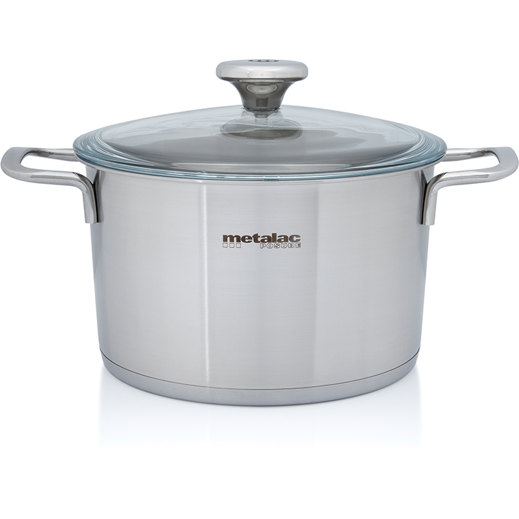 Oala cu Capac de Sticla Santino Capacitate 3.5L Diametru 20CM Inox