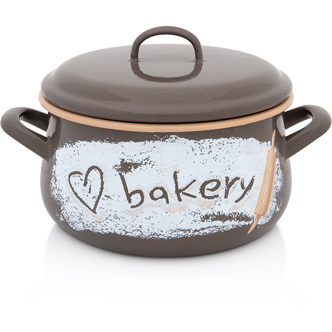 Oala cu Capac de Sticla Bakery Capacitate 4L Diametru 20CM Maro/Bej