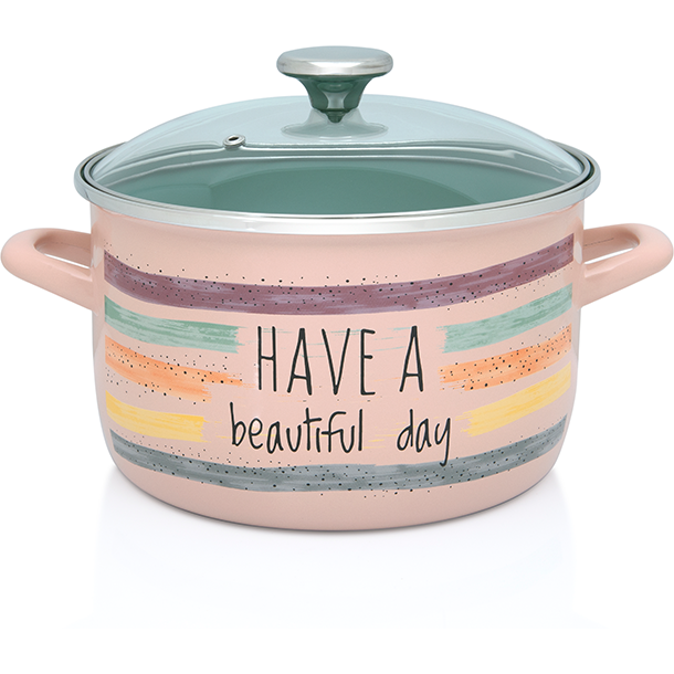 Oala cu Capac de Sticla Divan Dan Capacitate 5L Diametru 22CM Multicolor