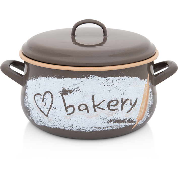 Oala cu Capac de Sticla Bakery Capacitate 6.5L Diametru 24CM Maro/Bej