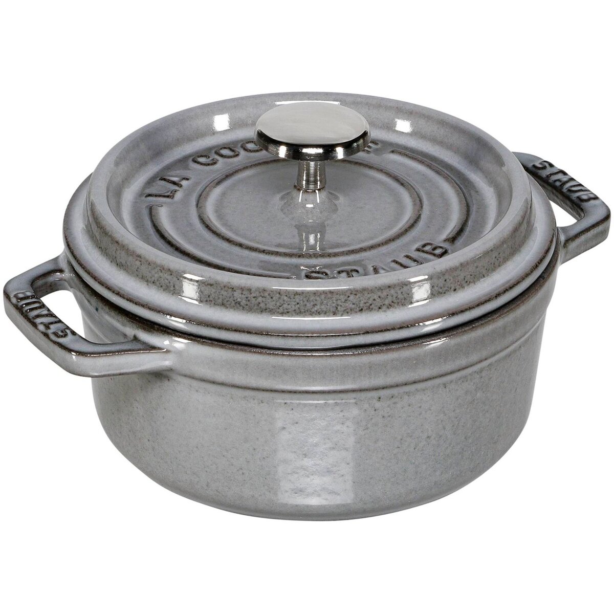 Oala cu capac Cocotte, 12 cm, Gri grafit, fontă, 0,4 l