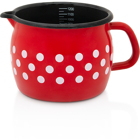 Cana cu Cioc Tufne 1.3L Metal Emailat Diametru 12CM Rosu/Alb/Negru