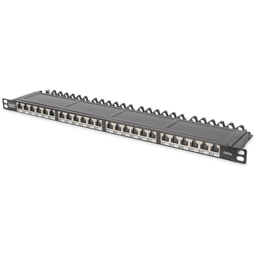 Patchpanel 0,5HE 24-Port Cat6a ecranat Negru