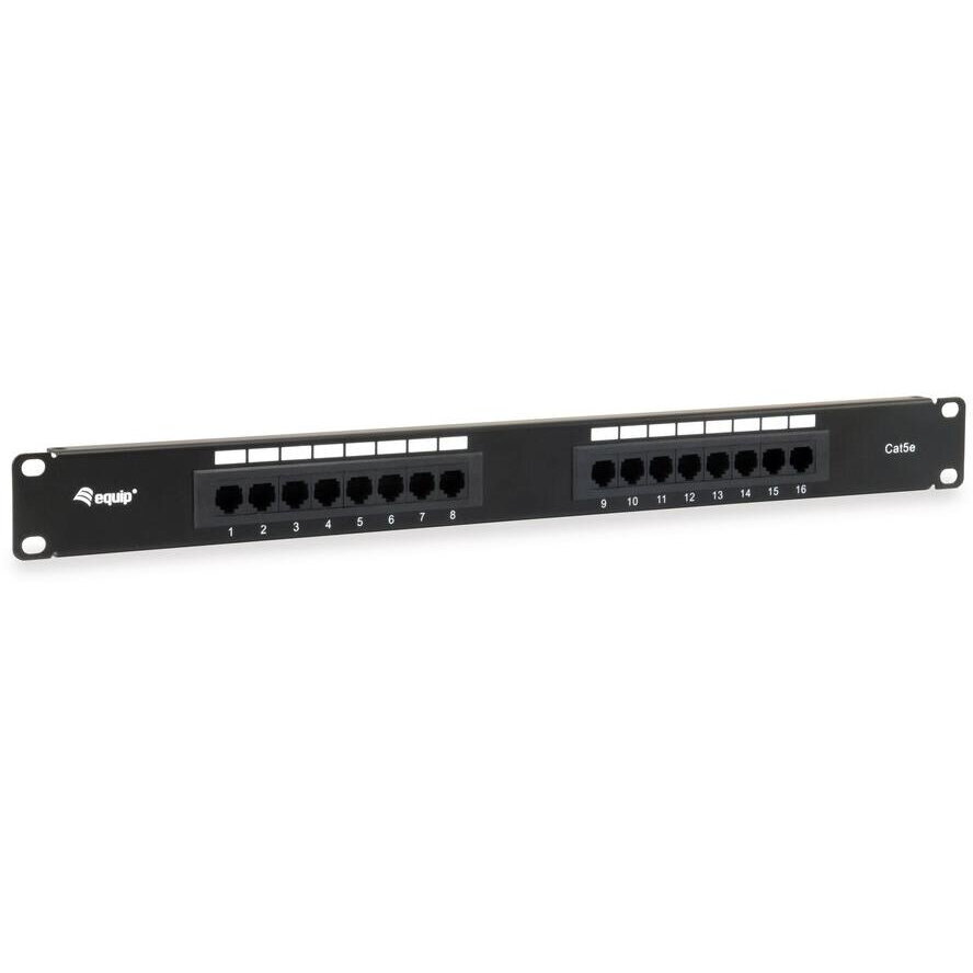 Patchpanel 16x RJ45 Cat5e 19 1HE neprotejat Negru