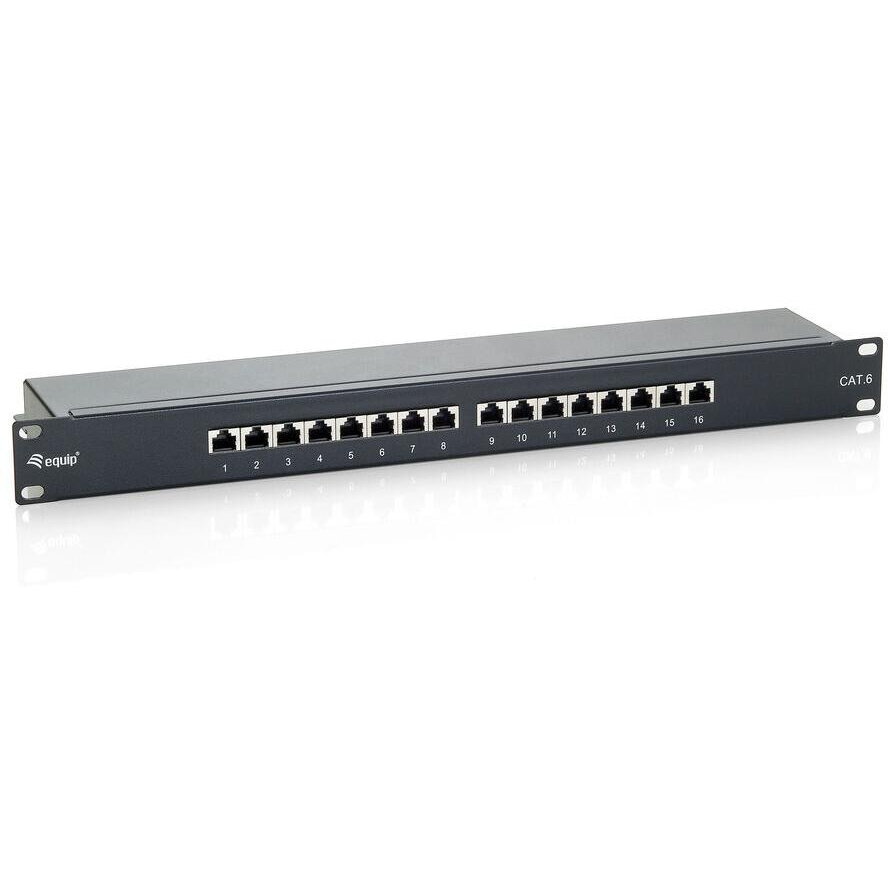 Patchpanel 16x RJ45 Cat6 19 1HE Negru