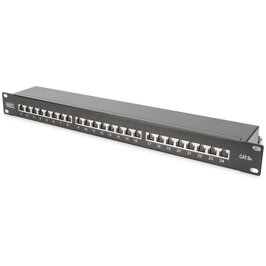 Patchpanel 1HE 24-Port Cat6a ecranat Negru