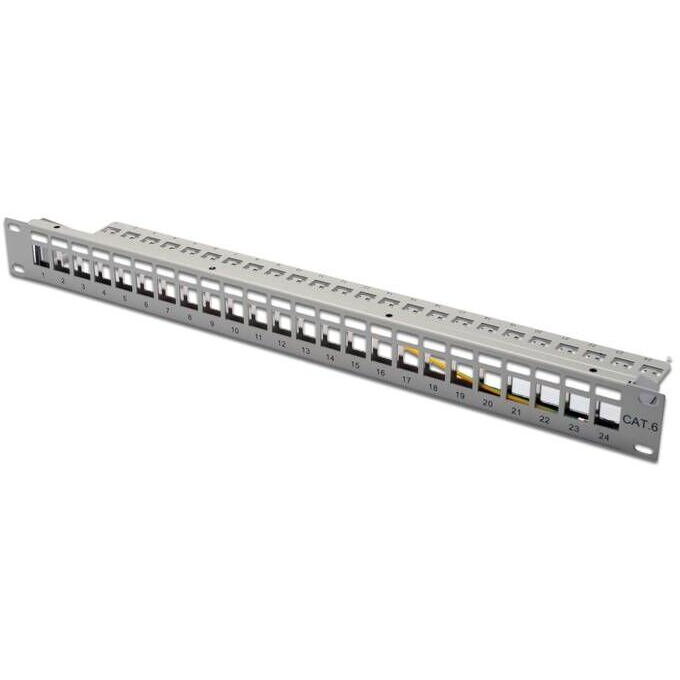 Accesoriu Retea Patch panel Digitus 24P modular 1U grey, DN-91410