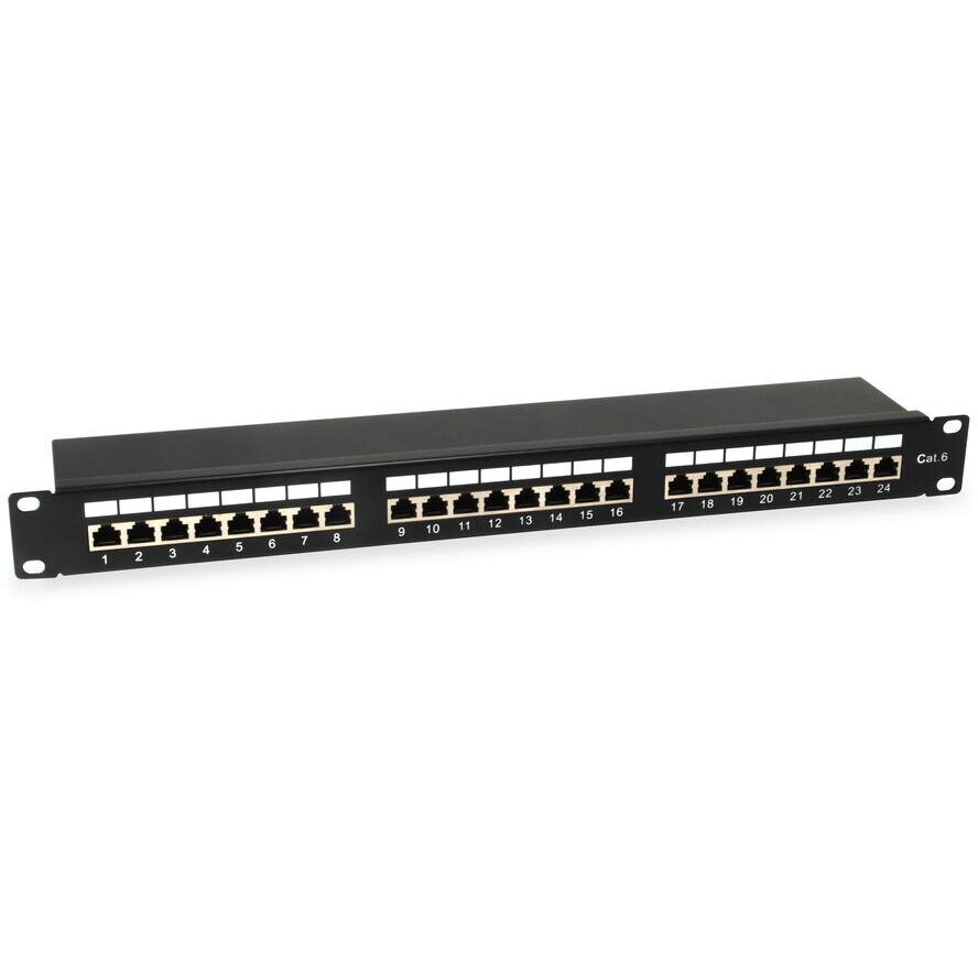 Patchpanel 24x RJ45 Cat6 19 1HE Negru