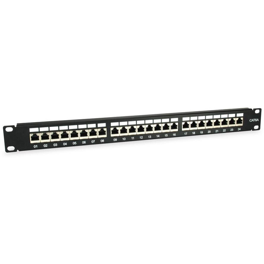Patchpanel 24x RJ45 Cat6A 19 1HE Negru