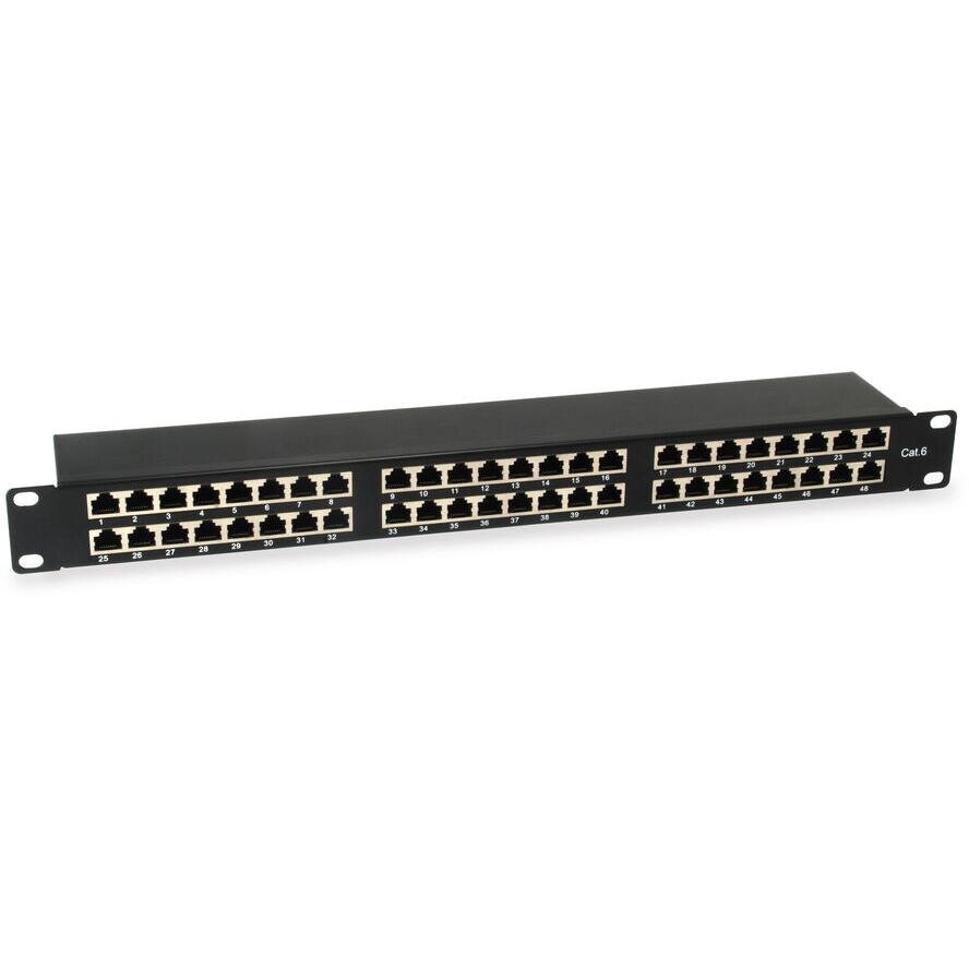 Patchpanel 48x RJ45 Cat6 19 1HE Negru