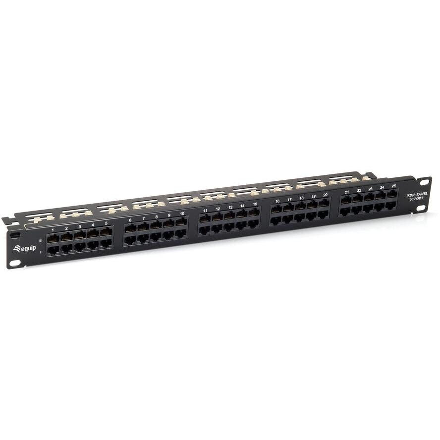 Patchpanel 50x RJ45 Cat3 19 1HE ISDN Negru