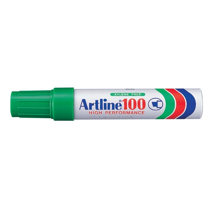 Permanent marker Artline 100, corp metalic, varf tesit 7.5-12.0mm - verde